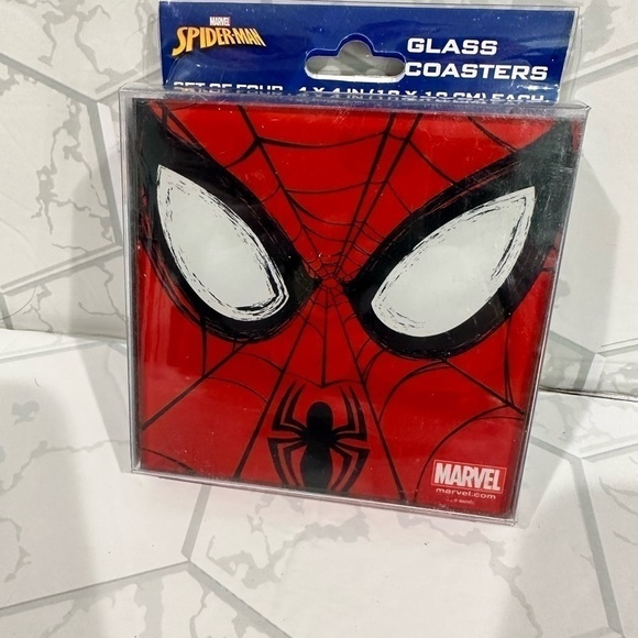 NWT MARVEL Spiderman glass coasters set of 4 - Picture 5 of 6